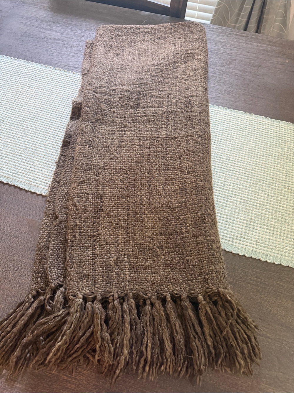 Threshold Brown Woven Fringe Throw Blanket